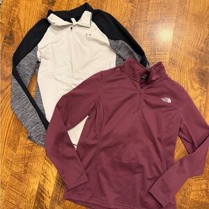 Under Armour Black and NorthFace Pullovers